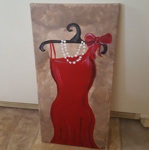Canvas painting 10" x 20" red dress